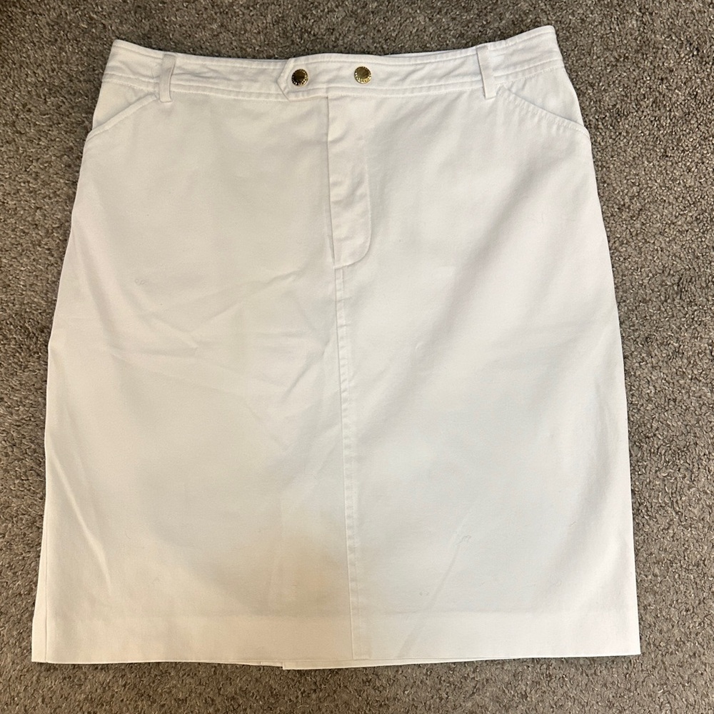 Lauren Ralph Lauren White Cotton Stretch Skirt Size 16 Classic Preppy Vacation